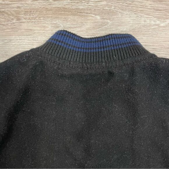 Stussi Black Wool long varsity jacket coat sz XS - Picture 7 of 11